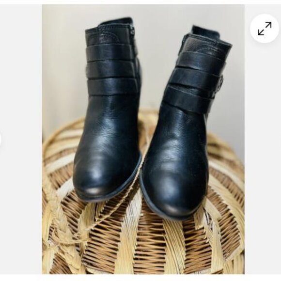Josef Seibel Heeled Ankle Boots Size 39 /8 Women Side Zip Buckles Leather Black - Picture 3 of 9